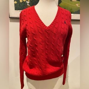 Ralph Lauren Sport red cotton cable sweater, size XL